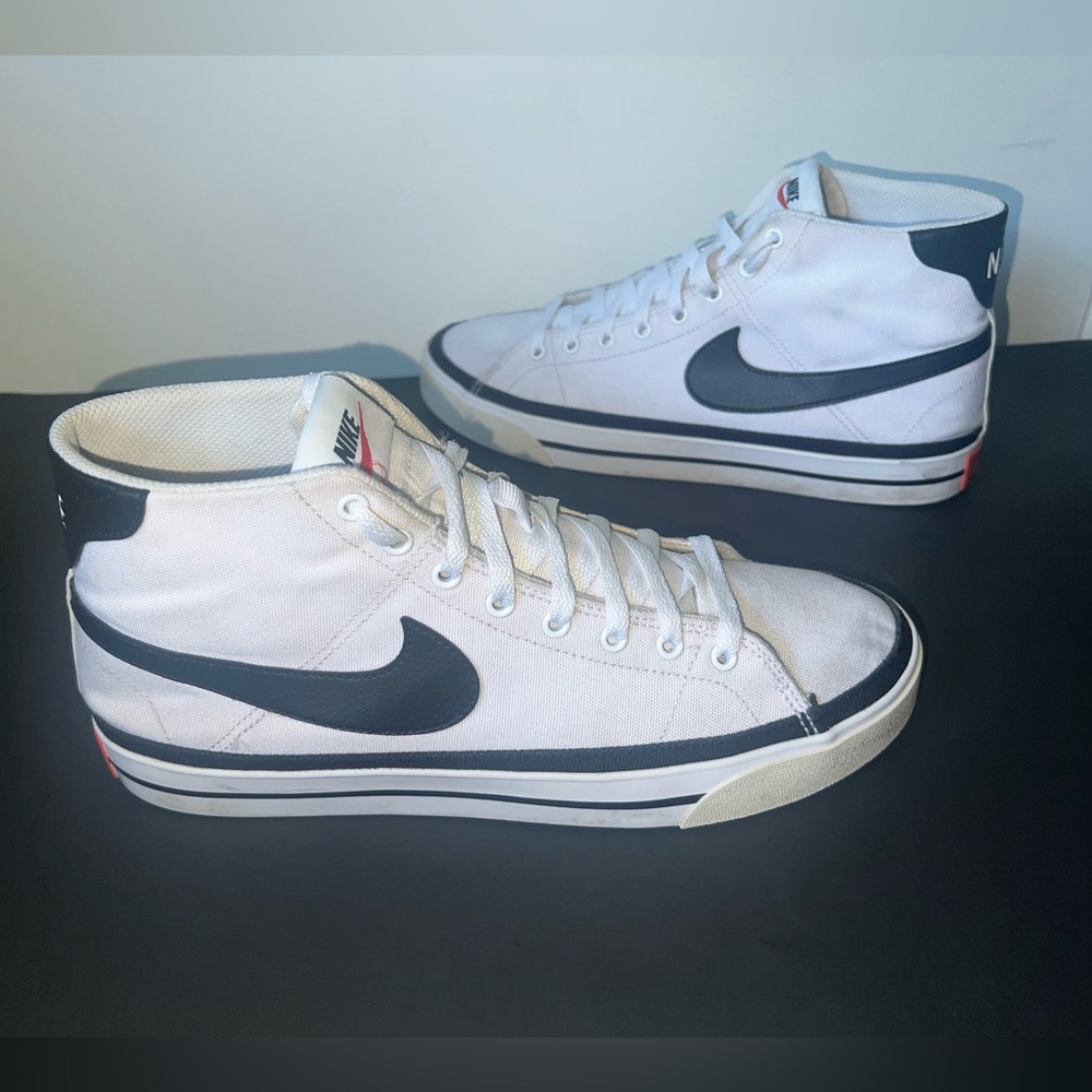 NIKE Court Legacy Canvas Mid DD0162-100 White Black Canvas - Size 9.5